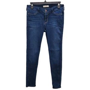 Hollister Women's Indigo Dark Wash Sandblasted Skinny Jeans Size 7s / 28